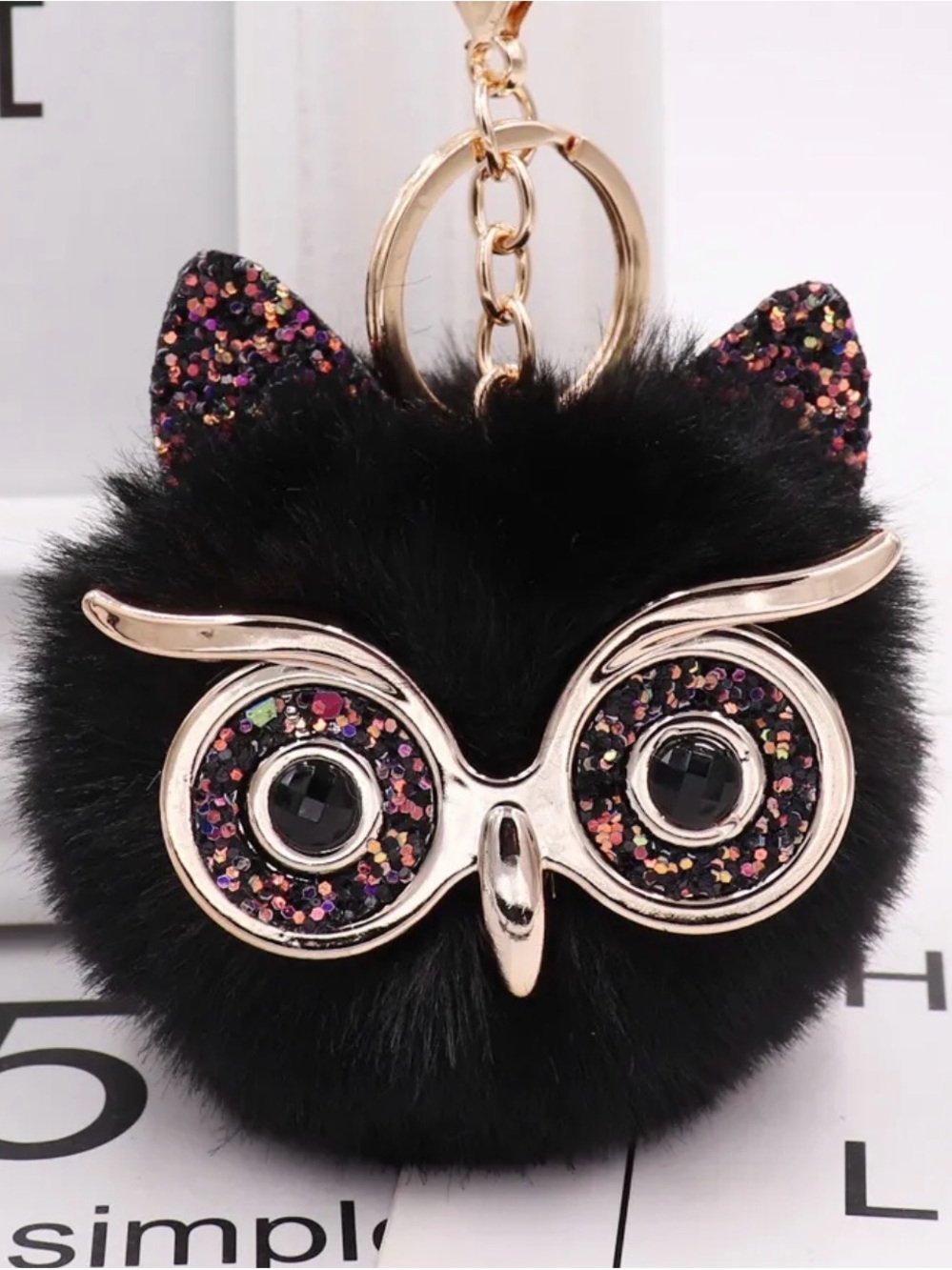 1pc Fashion Trend Owl Plush Key Chain Imitation Rabbit Hair Ball Bag Pendant - Picture 11 of 16
